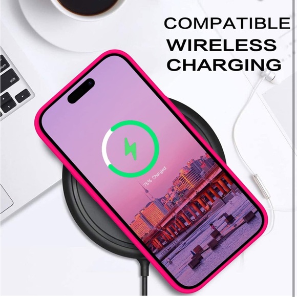 5for$10 Hot Pink iPhone 14 Pro Max Case Silicone Microfiber Lining Phone Case - Picture 5 of 7